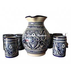 Set de 6 Vasos Y Jarra de Talavera 